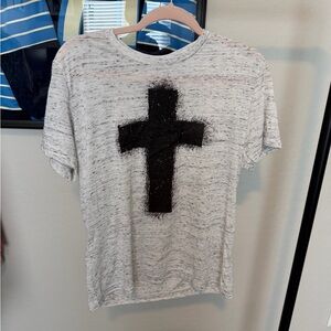 Gray T-Shirt with Black Cross Design